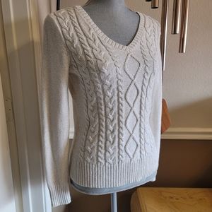 Chaps Classics Vintage Cream Gold Cotton Knit Sweater S